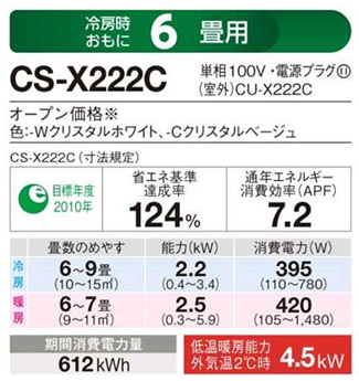 パナソニックのエアコンの仕様