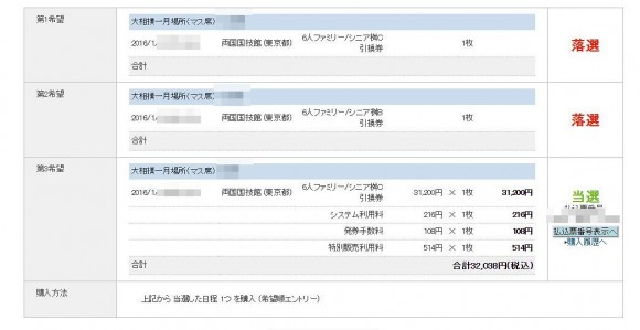 チケット大相撲の先行抽選結果